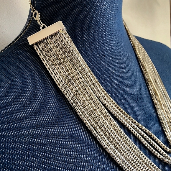 Silver Multi Strand Necklace Earrings Set - Picture 6 of 9